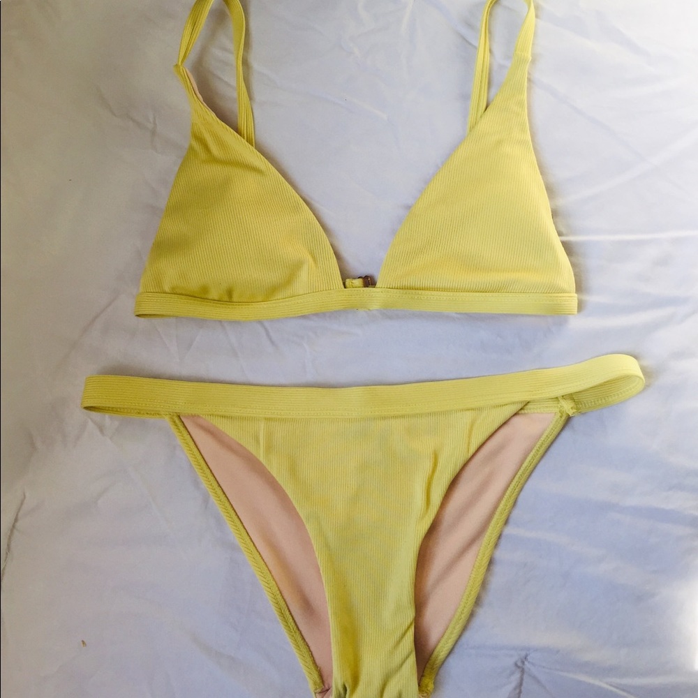 PACSUN pale yellow triangle bikini